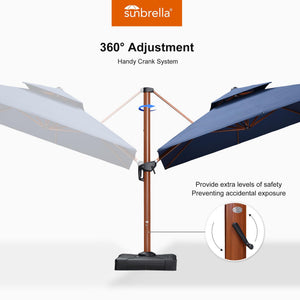 10' X 13' Double Top Deluxe Rectangle Patio Umbrella - Offset Hanging Cantilever Umbrellas in Spectrum Indigo
