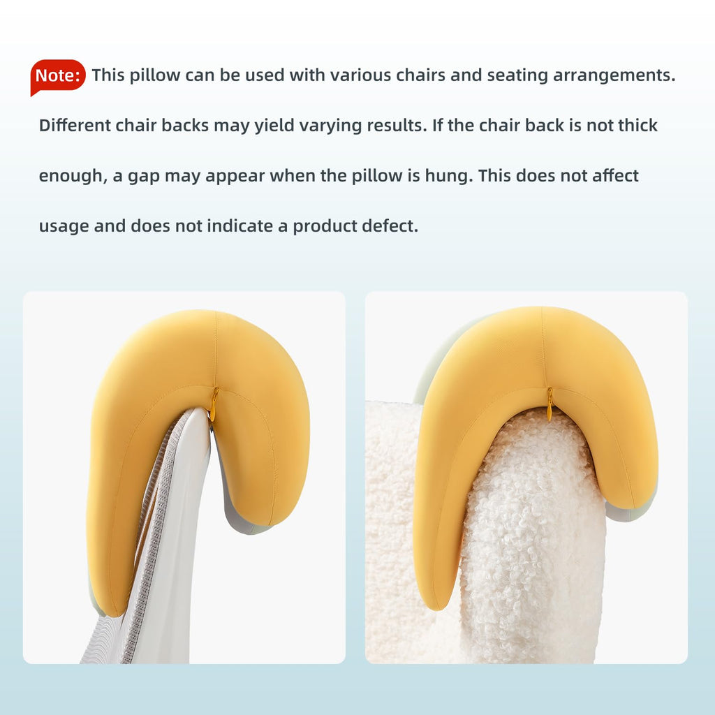 Office Chair Neck Pillow, Memory Foam Ergonomic Nap Pillow Office Chair Headrest Accessory, Neck Support Pillow Ideal for Office and Gaming, Yellow