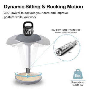 Adult Wobble Stool - Anti-Fatigue Standing Desk Stool with 360° Rocking Non-Slip Curved Base, Height Adjustable 22-32 Inch Standing Chair for Home & Office,Light Wood