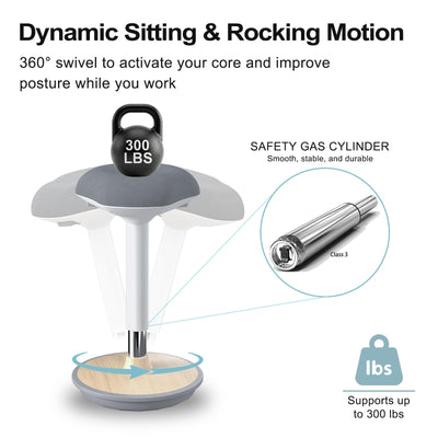 Adult Wobble Stool - Anti-Fatigue Standing Desk Stool with 360° Rocking Non-Slip Curved Base, Height Adjustable 22-32 Inch Standing Chair for Home & Office,Light Wood
