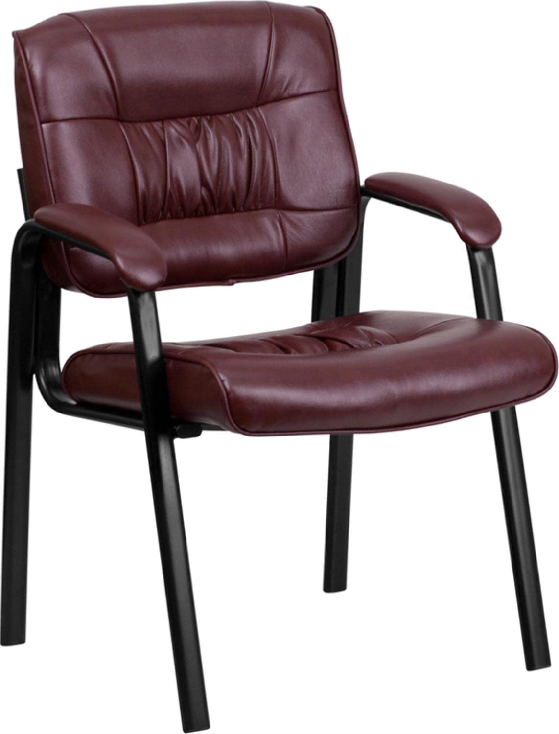 Haeger LeatherSoft Tufted Executive Reception Chair with Padded Armrests, Upholstered Side Chair for Living Room or Office, Burgundy