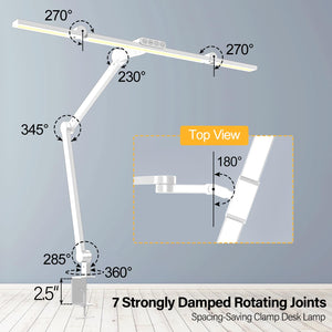 Architect Desk Lamp with Clamp, Led Desk Lamp for Home Office with Remote Control, 24W Bright Dimmable Computer Light with Atmosphere Lighting Adjustable Table Light(Remote)