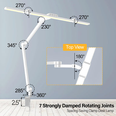 Architect Desk Lamp with Clamp, Led Desk Lamp for Home Office with Remote Control, 24W Bright Dimmable Computer Light with Atmosphere Lighting Adjustable Table Light(Remote)