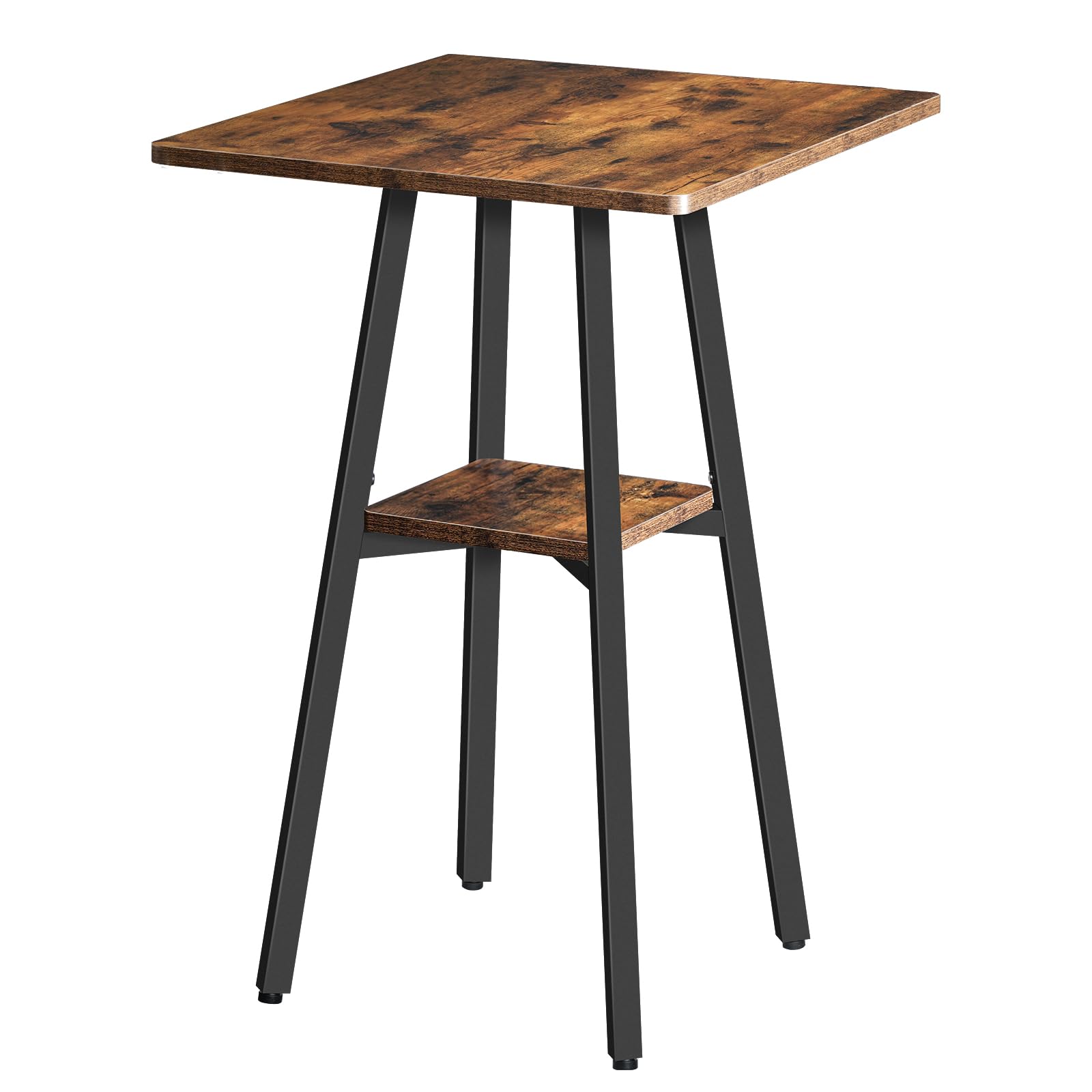 Bar Table, 2-Tier High Top Pub Table, Counter Height Table with Storage, Small Kitchen Dining Table, 36.6" High Bar Table for Living Room Party, Easy to Assemble, Rustic Brown