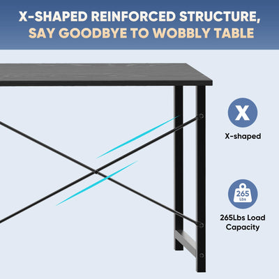 31 Inch Small Computer Desk for Home Office, Gaming Writing Desks for Bedroom Modern Study Work Table Simple Style Workstation with Reinforcement Structure, Black
