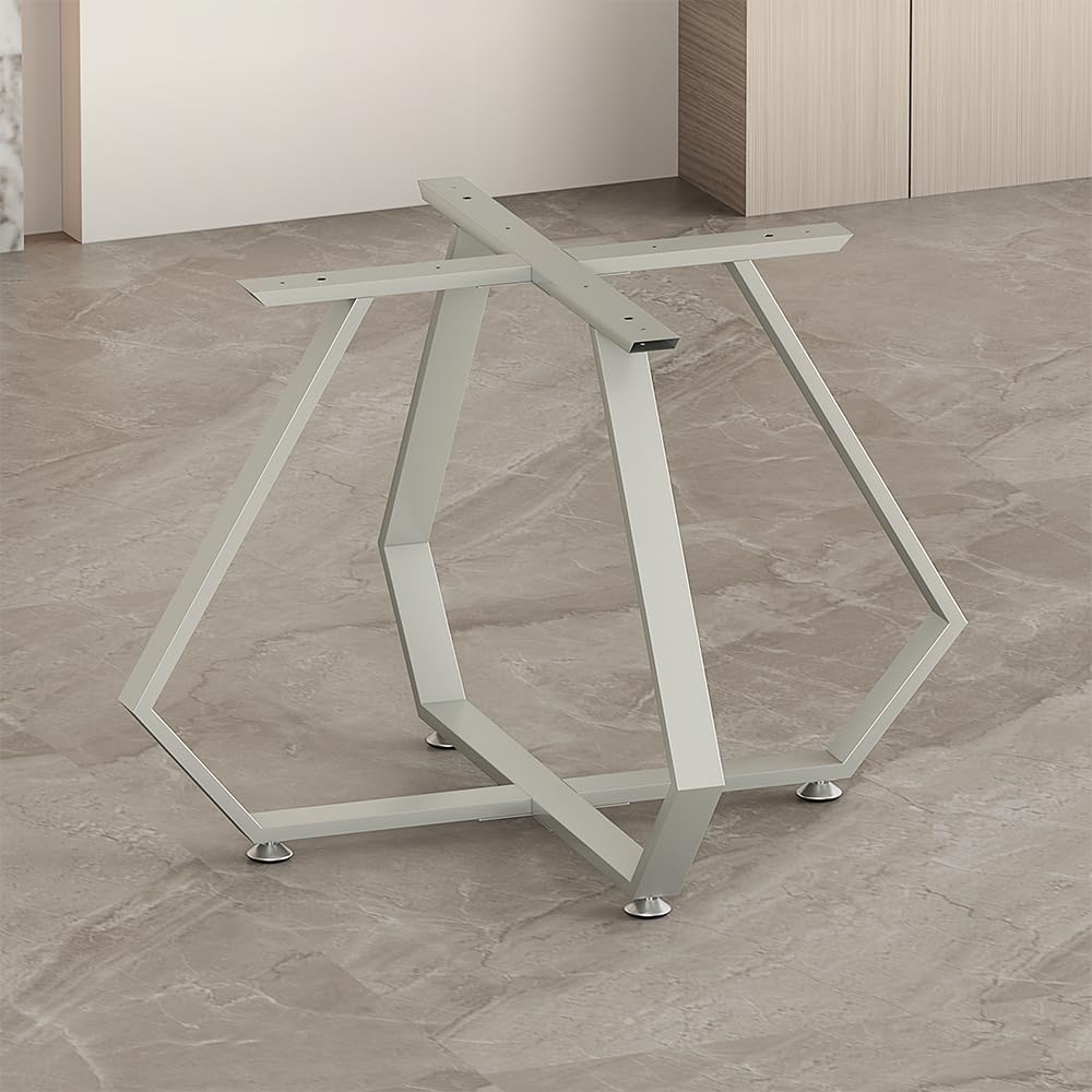 28 Inch Dinning Table Legs,Metal Diamond Shape Coffee Table Base with Suction Cups, Heavy Duty Desk Base for Marble,Glass,Wood Top,DIY Furniture Legs for Home,Kitchen (Silver)