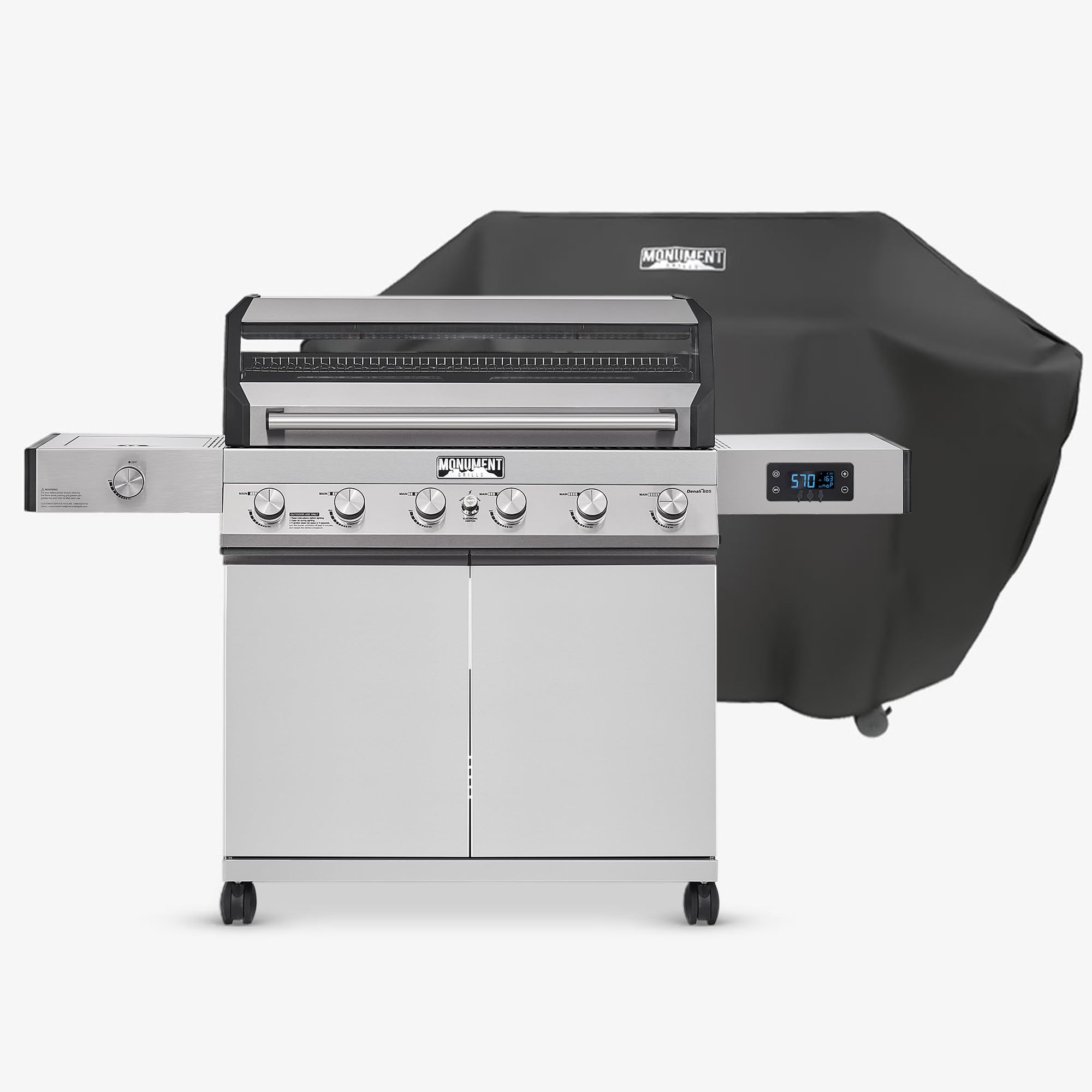 6-Burner Convertible Natural Gas Smart bbq Grill Stainless Steel Denali 605 with BBQ Cover (Without Conversion Kit)