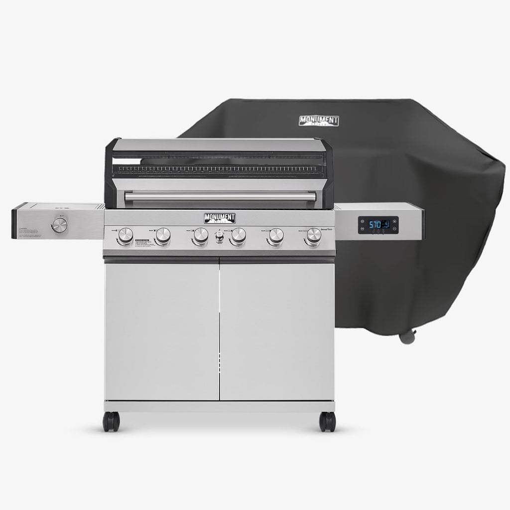 6-Burner Convertible Natural Gas Smart bbq Grill Stainless Steel Denali 605 with BBQ Cover (Without Conversion Kit)