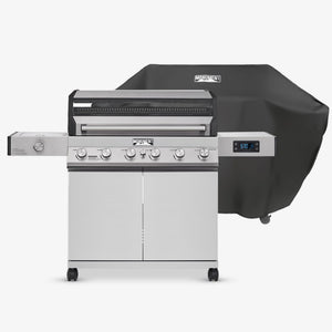 6-Burner Convertible Natural Gas Smart bbq Grill Stainless Steel Denali 605 with BBQ Cover (Without Conversion Kit)