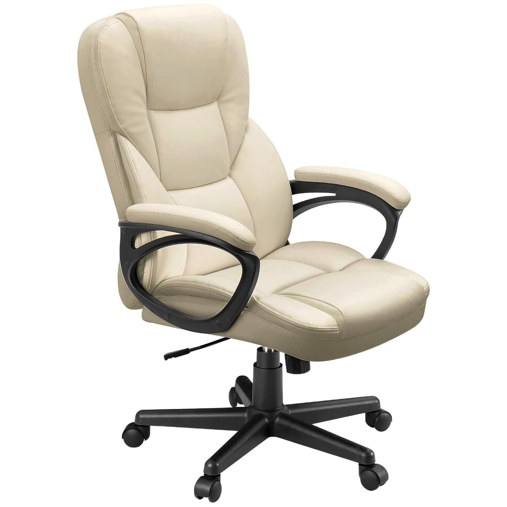 Office Executive Chair High Back Adjustable Managerial Home Desk Chair, Swivel Computer PU Leather Chair with Lumbar Support (1, Khaki)