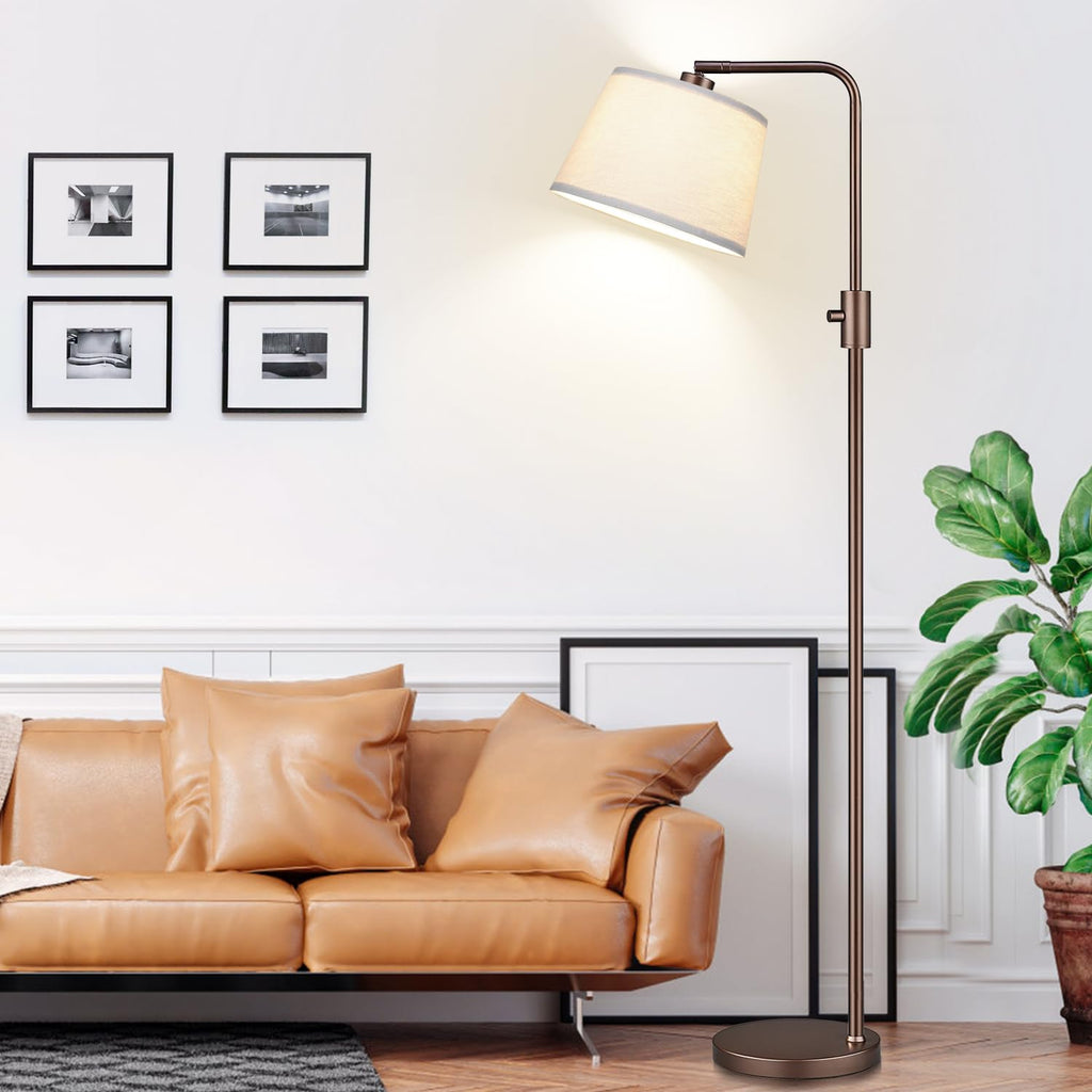 [Upgraded] Dimmable Floor Lamp, 1000 Lumens LED Edison Bulb Included, Modern Arc Standing Tall Brown Floor Lamp for Living Room Bedroom Office Dining Room