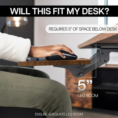 Adjustable Computer Keyboard and Mouse Platform Tray, Ergonomic Under Table Desk Mount Drawer Underdesk Shelf, Rustic Vintage Brown, MOUNT-KB03N