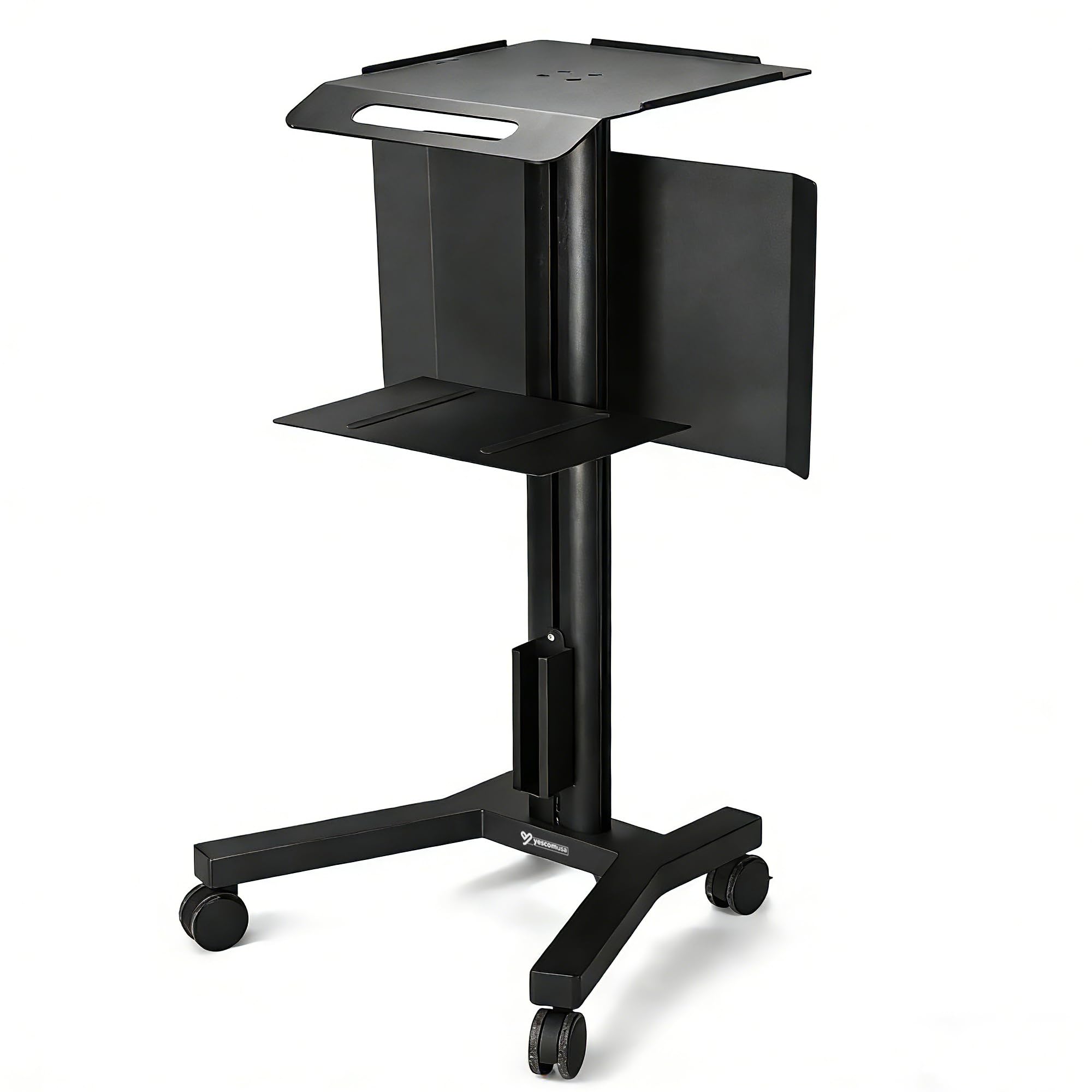 Mobile Laptop Cart Trolley Aluminum with Front Display Panel for Office Lab Conference