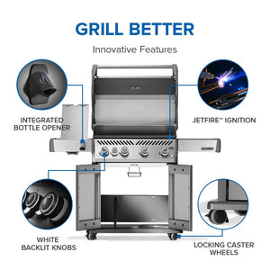 Rogue PRO 525 Natural Gas Grill with Infrared Side Burner, Stainless Steel, Durable 5-Burner Gas Grill