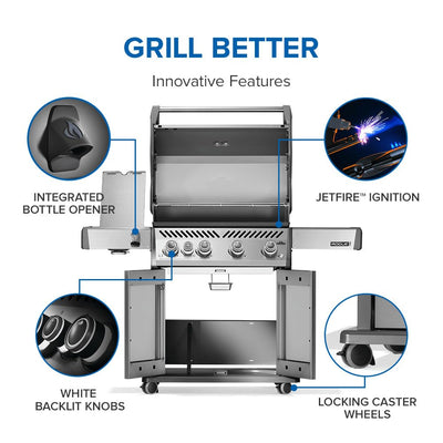 Rogue PRO 525 Natural Gas Grill with Infrared Side Burner, Stainless Steel, Durable 5-Burner Gas Grill