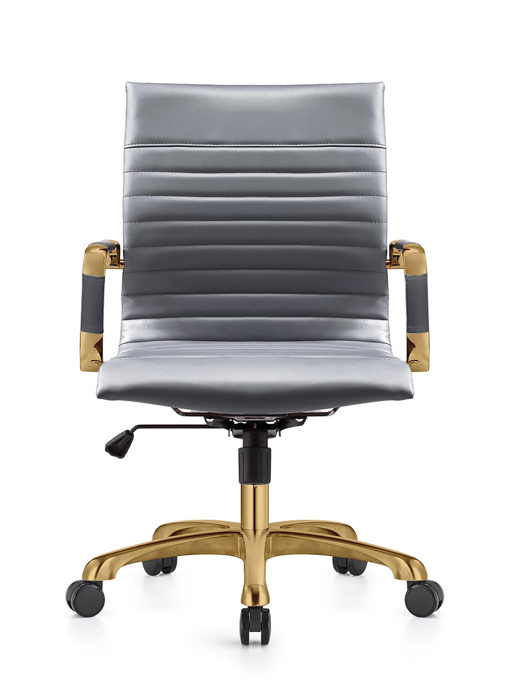 Qty 8 Modern Ergonomic Executive Office Chair, High-Back Leather Conference Desk Chair with Adjustable Height, Tilt Control, 360° Swivel & Gold Frame for Home Office
