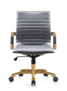 Qty 2 Modern Ergonomic Executive Office Chair, High-Back Leather Conference Desk Chair with Adjustable Height, Tilt Control, 360° Swivel & Gold Frame for Home Office