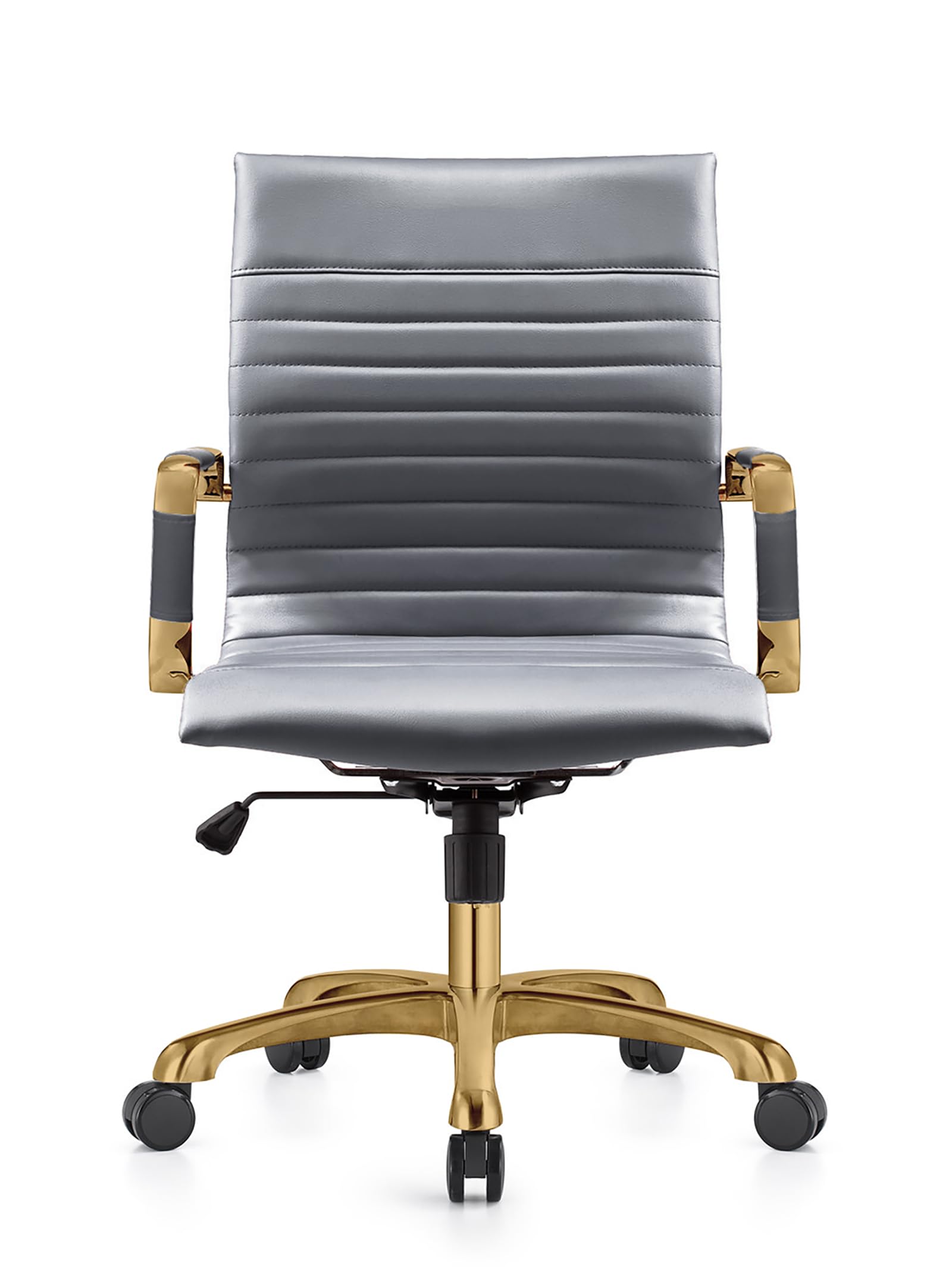 Qty 6 Modern Ergonomic Executive Office Chair, High-Back Leather Conference Desk Chair with Adjustable Height, Tilt Control, 360° Swivel & Gold Frame for Home Office
