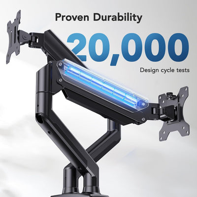 Dual Monitor Mount for 2 Monitors up to 30 inches, Each Arm Holds Max 22lbs, Dual Monitor Stand with Advanced System, Height-Adjustable/Tilt/Swivel/Rotate, VESA Standard 75mm or 100mm