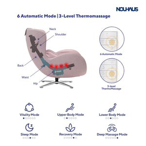 Classic Massage Chair with Ottoman – Pink Leather Recliner with Percussive Shiatsu Massager, Built-in Speaker & Full Body Spot Massage – Ultimate Comfort for Home & Office