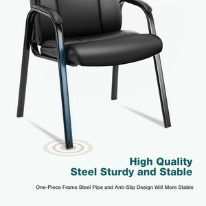 Waiting Room Chair Set of 6, Leather Office Desk Reception Guest Stationary Side Chairs with Padded Arms for Home Conference Lobby Area Meeting Church Medical Clinic Elderly Student