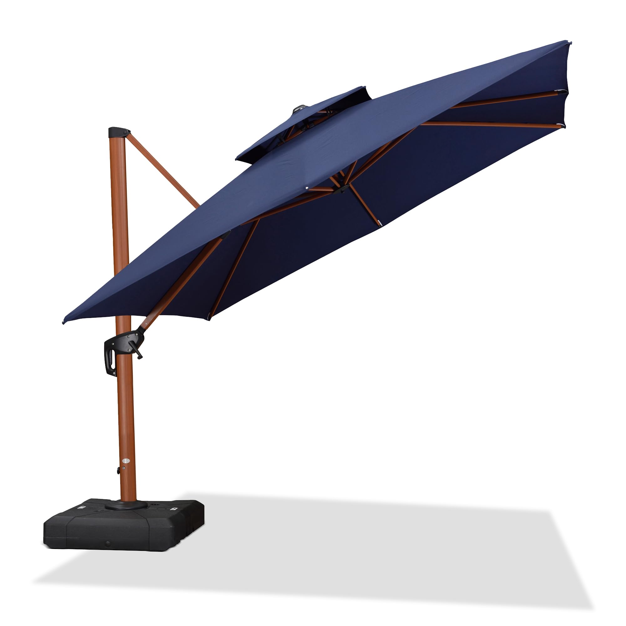 10ft Patio Umbrella Outdoor Square Umbrellas Large Cantilever Umbrella Windproof Offset Umbrellas Heavy Duty Sun Umbrella for Garden Deck Pool Patio, Navy Blue