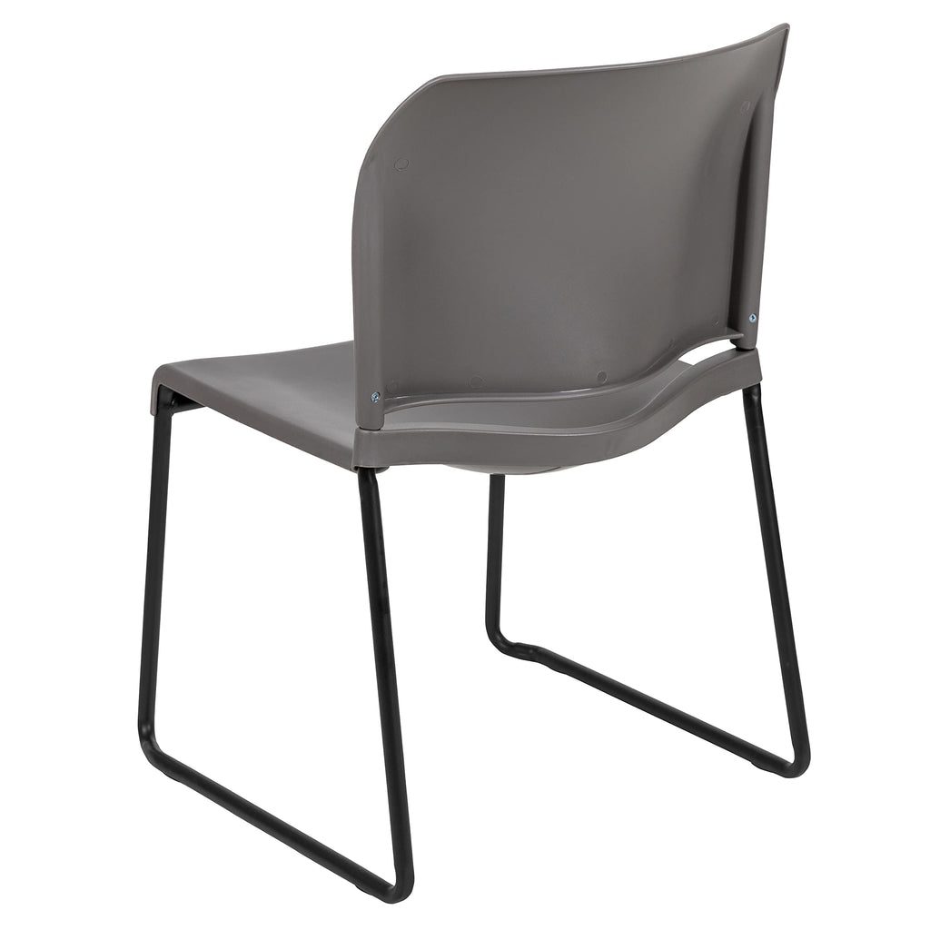 Set of 5, Gray, Hercules Series Contoured Stacking Chairs for Waiting Rooms and Offices, Ergonomic Lobby Chairs with Curved Back