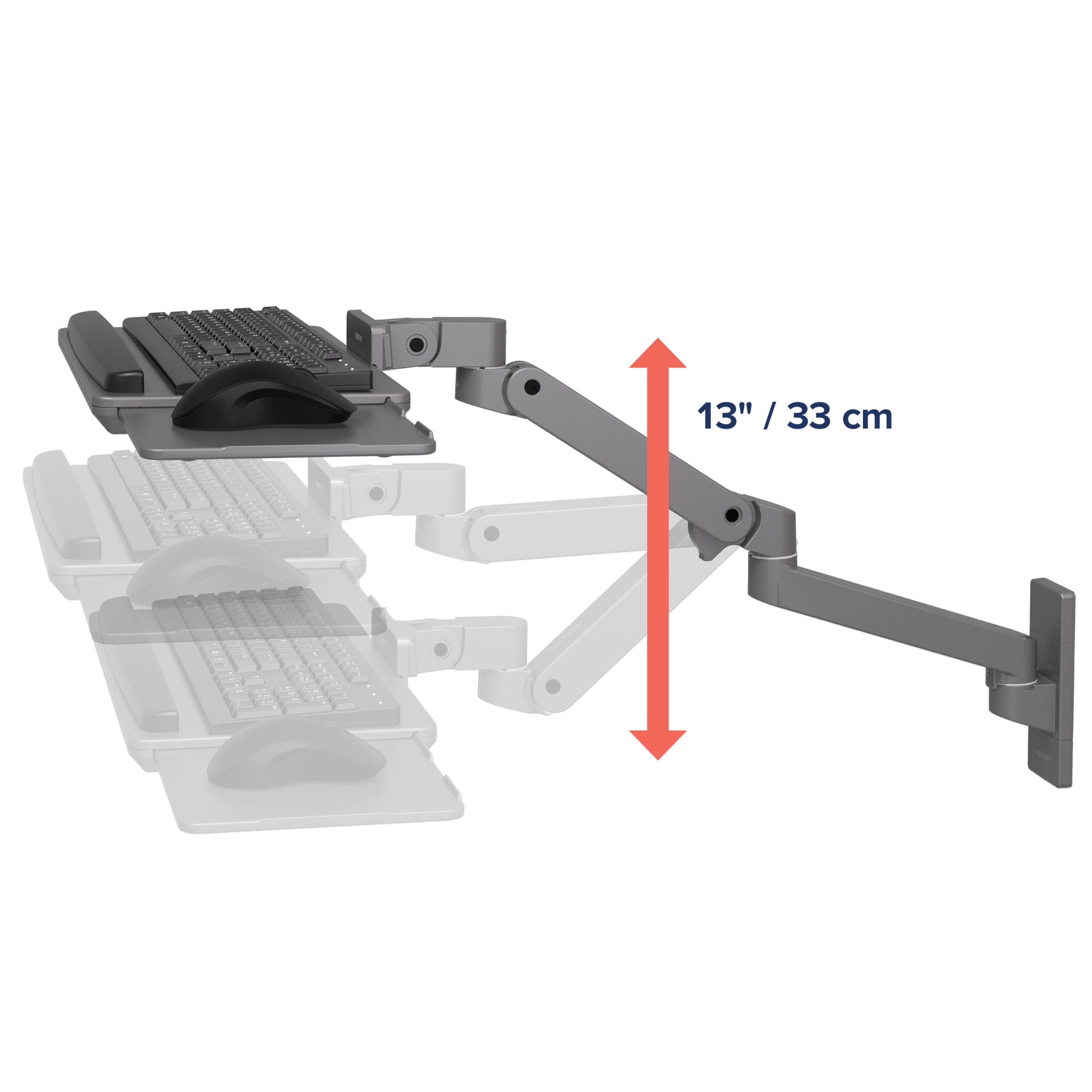 Upgraded LX Pro Premium Keyboard Arm, Wall Mount Adjustable Keyboard Tray – Dark Grey