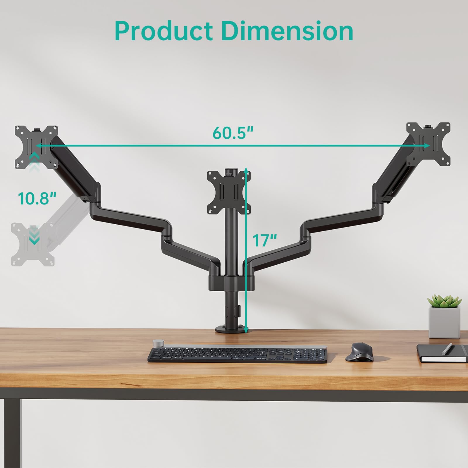 Triple Monitor Mount for 13-32 inch Screens, Adjustable 3 Monitors Desk Mount with Swivel, Tilt, Clamp & Grommet Kit, Triple Monitor Stand for Desk, VESA 75x75/100x100mm (GSDM003), Black