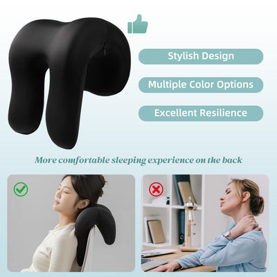 Office Chair Neck Pillow, Memory Foam Ergonomic Nap Pillow Office Chair Headrest Accessory, Neck Support Pillow Ideal for Office and Gaming, Black