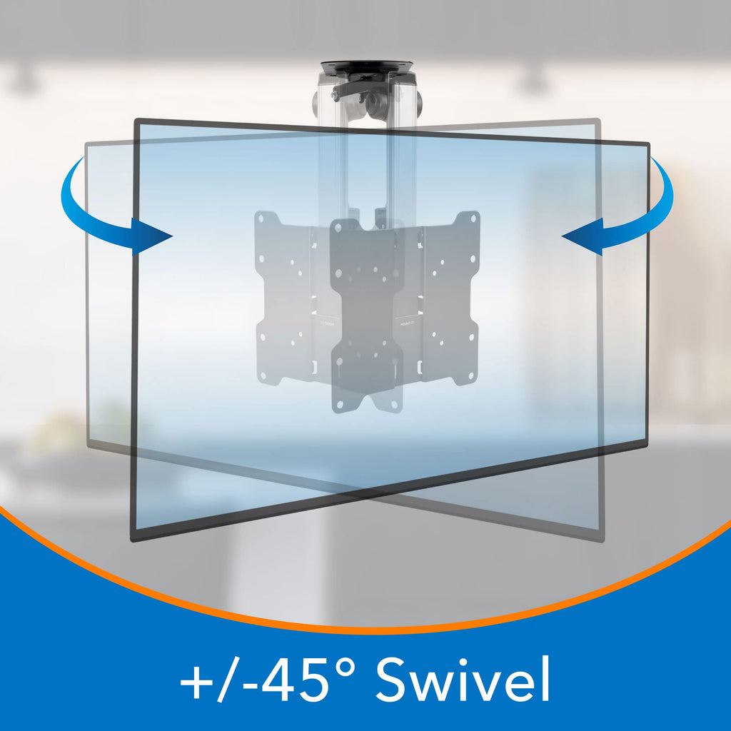 Flip Down TV & Monitor Mount, Under Cabinet & Ceiling Bracket for Kitchens, RVs & Small Spaces | Fits 13–37 Inch Screens | VESA 75x75 100x100 200x200 | Tilt & Swivel | 44 lbs Capacity