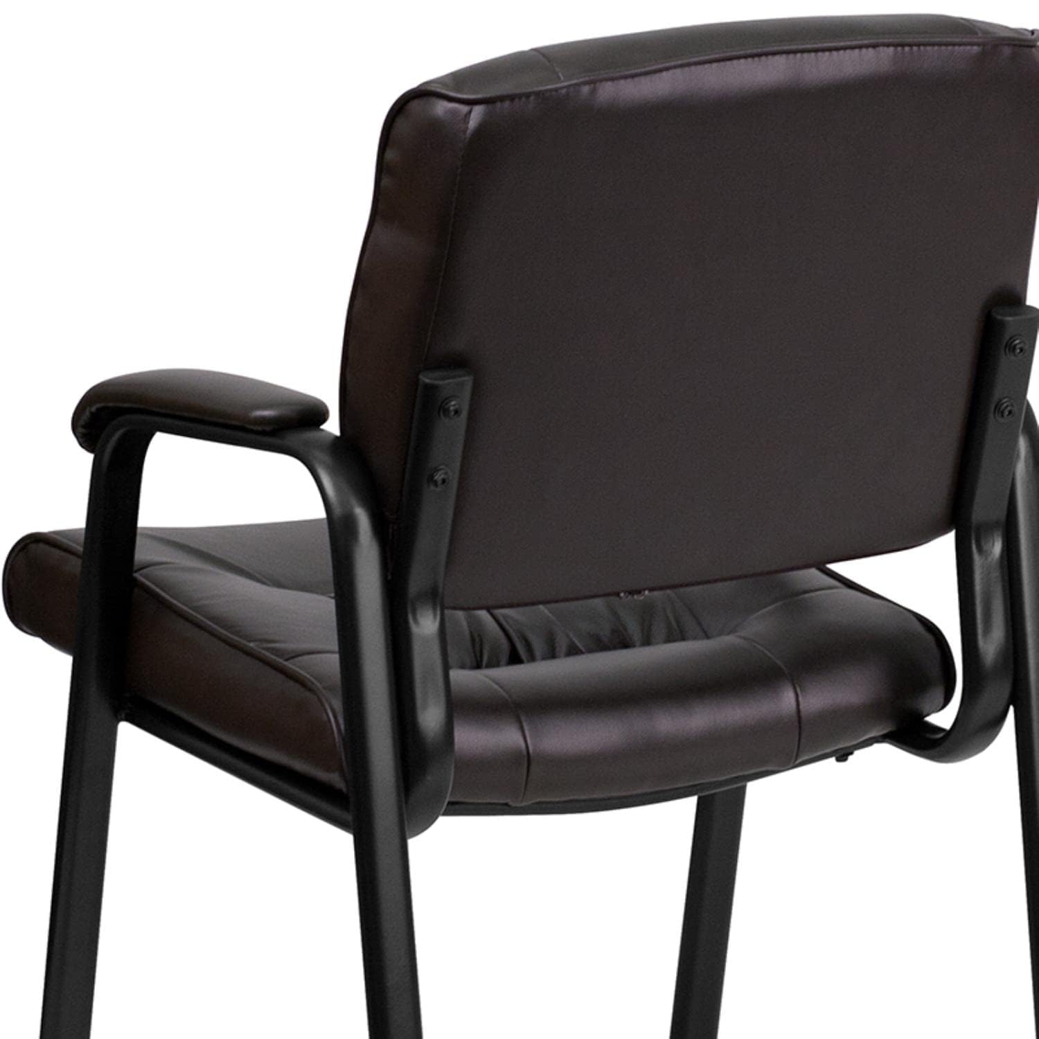 Haeger LeatherSoft Tufted Executive Reception Chair with Padded Armrests, Upholstered Side Chair for Living Room or Office, Brown