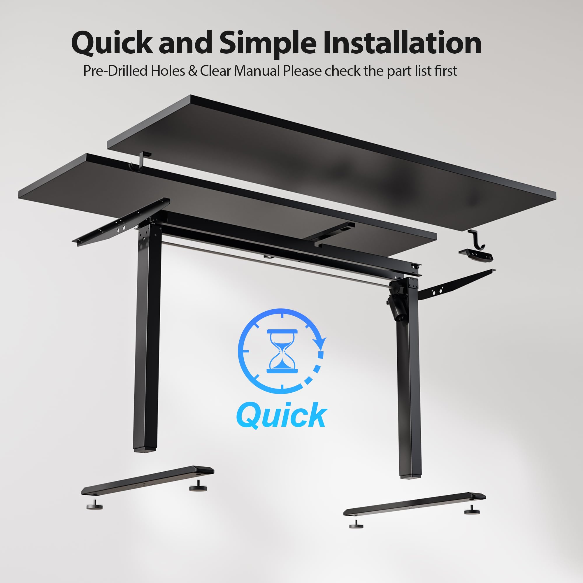 Electric Standing Desk, 55 x 28 Inches Height Adjustable Desk, Sit Stand up for Work Office Home, Ergonomic Rising Computer Table with Memory Preset, Black