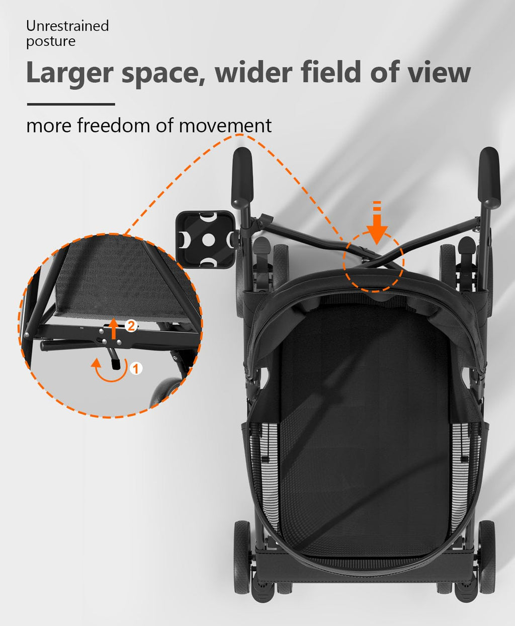 Pet Stroller with 4 Wheels for Small/Medium Pets, Portable Travel Foldable Carrier Jogger for Dog Cat Puppy Kitty, Rear Wheel Breaks, Storage Basket, Visible Mesh with Weather Cover (Black)