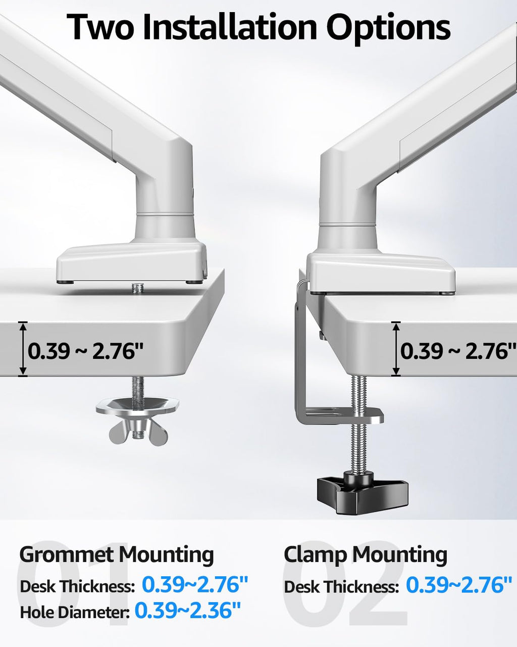 Dual Monitor Stand fits up to 32 inch, 4.4-22 lbs Computer Screens, Dual Monitor Desk Mount Height Adjustable, Monitor Arms for 2 Monitors, Home Office VESA Mounts, Freelift White