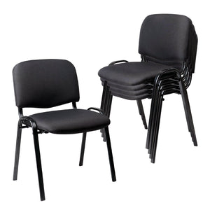 Set of 5 Pack Stackable Waiting Room Chairs Fabric Black Reception Chair Metal with Thickened Seat Back Cushion for Waiting Conference Room Guest Stool (5 Pack)