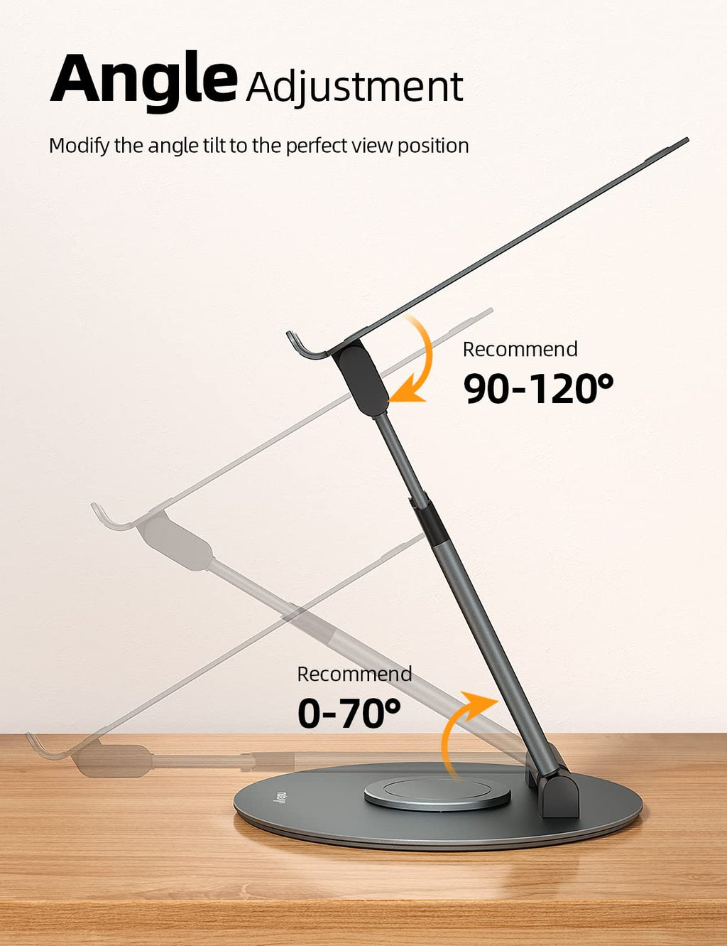 360 Rotating Laptop Stand for Desk Adjustable Height Swivel Pull Out Design Ergonomic Laptop Riser Standing Desk Converter Fits All 10-17" Laptops Computer MacBook, Gray
