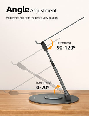 360 Rotating Laptop Stand for Desk Adjustable Height Swivel Pull Out Design Ergonomic Laptop Riser Standing Desk Converter Fits All 10-17
