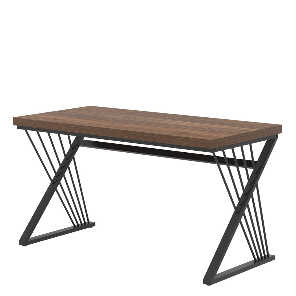 Home Office Desks, Modern Wood and Metal Writing Study Work Table, Industrial Computer Desk for Bedroom Living Room, Rustic Walnut, 47 Inch