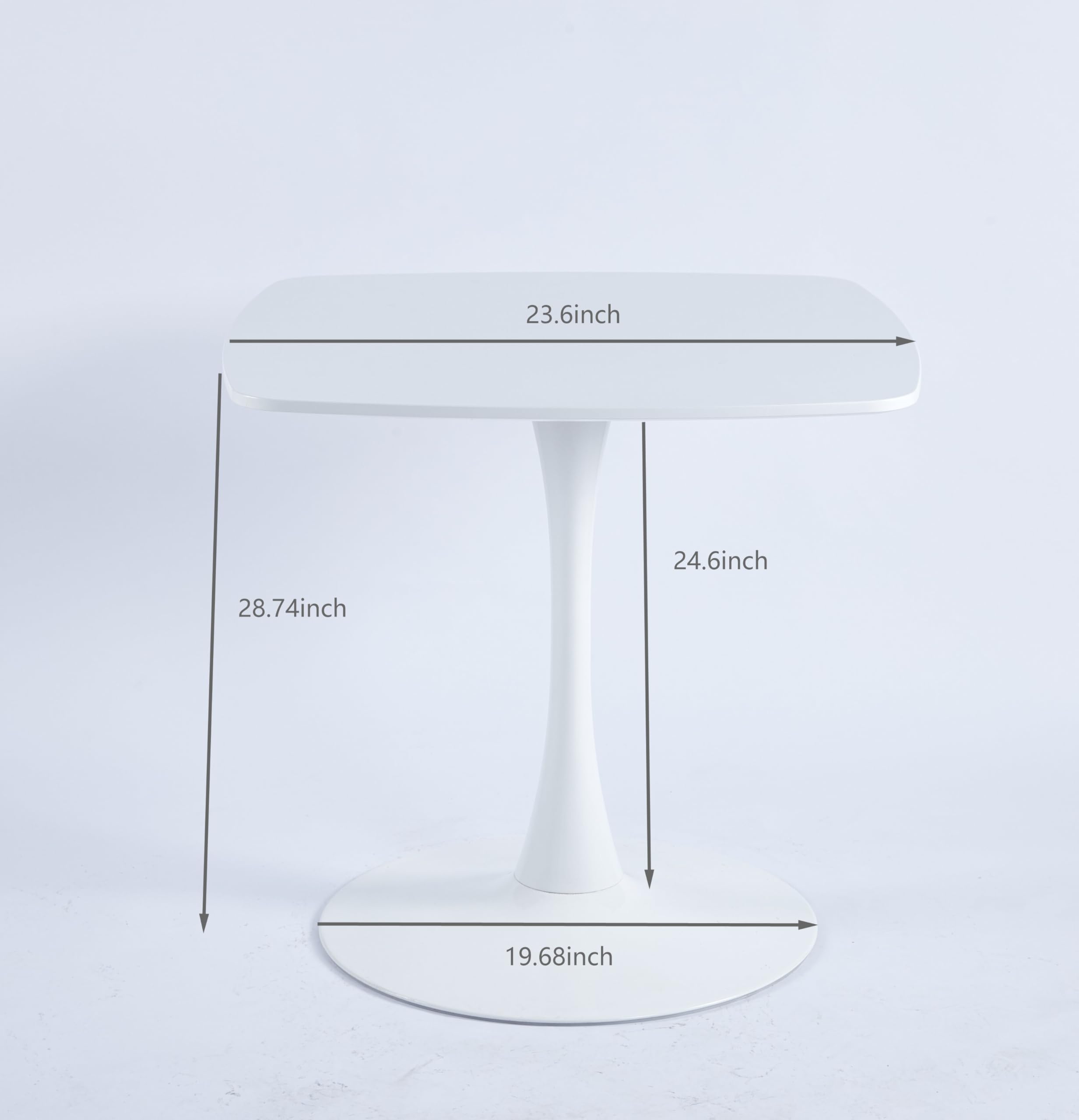 23.6" Square Tulip Dining Table, Mid-Century Tulip Table Kitchen Tulip Dining Table 2 People with MDF Table Top & Metal Base for Office Living Room