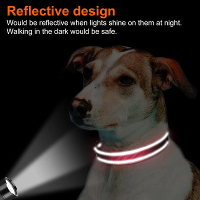 Reflective Dog Collar,Soft Neoprene Padded Breathable Nylon Pet Collar Adjustable for Medium Dogs,Red,M