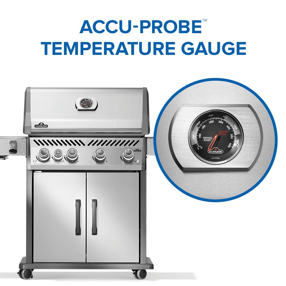Rogue PRO 525 Propane Gas Grill with Infrared Side Burner, Stainless Steel, Durable 5-Burner Outdoor BBQ