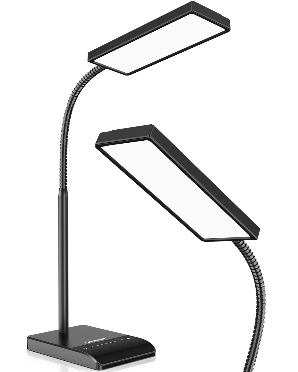 Desk Lamp, 800LM LED for Home Office, 12W Reading for Desk, Eye-Caring Light, Touch Table Gooseneck Lamp, 50 Lighting Modes, Bright for Bedroom, Study (Black)