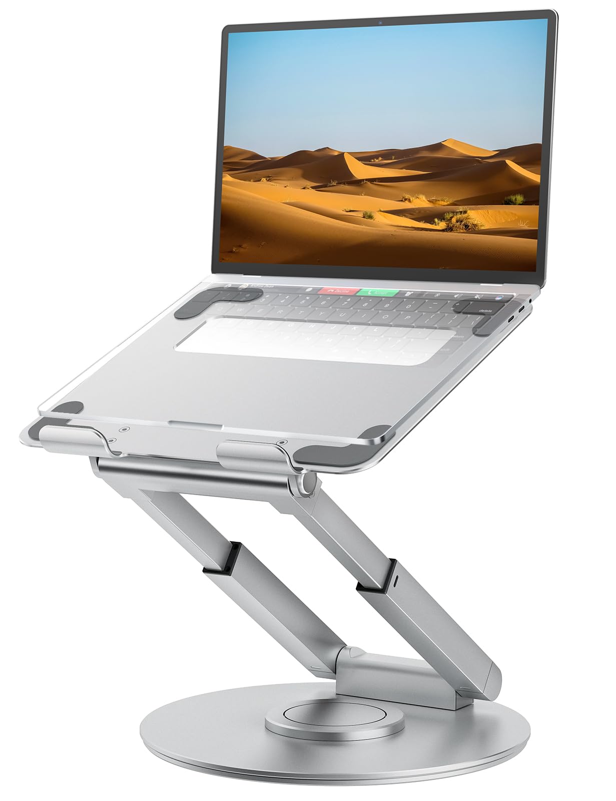 Laptop Stand for Desk with 360° Swivel Base, Sit to Stand, Height Adjustable, Portable Riser Holder for Good Posture, Compatible with All Laptops 10-17