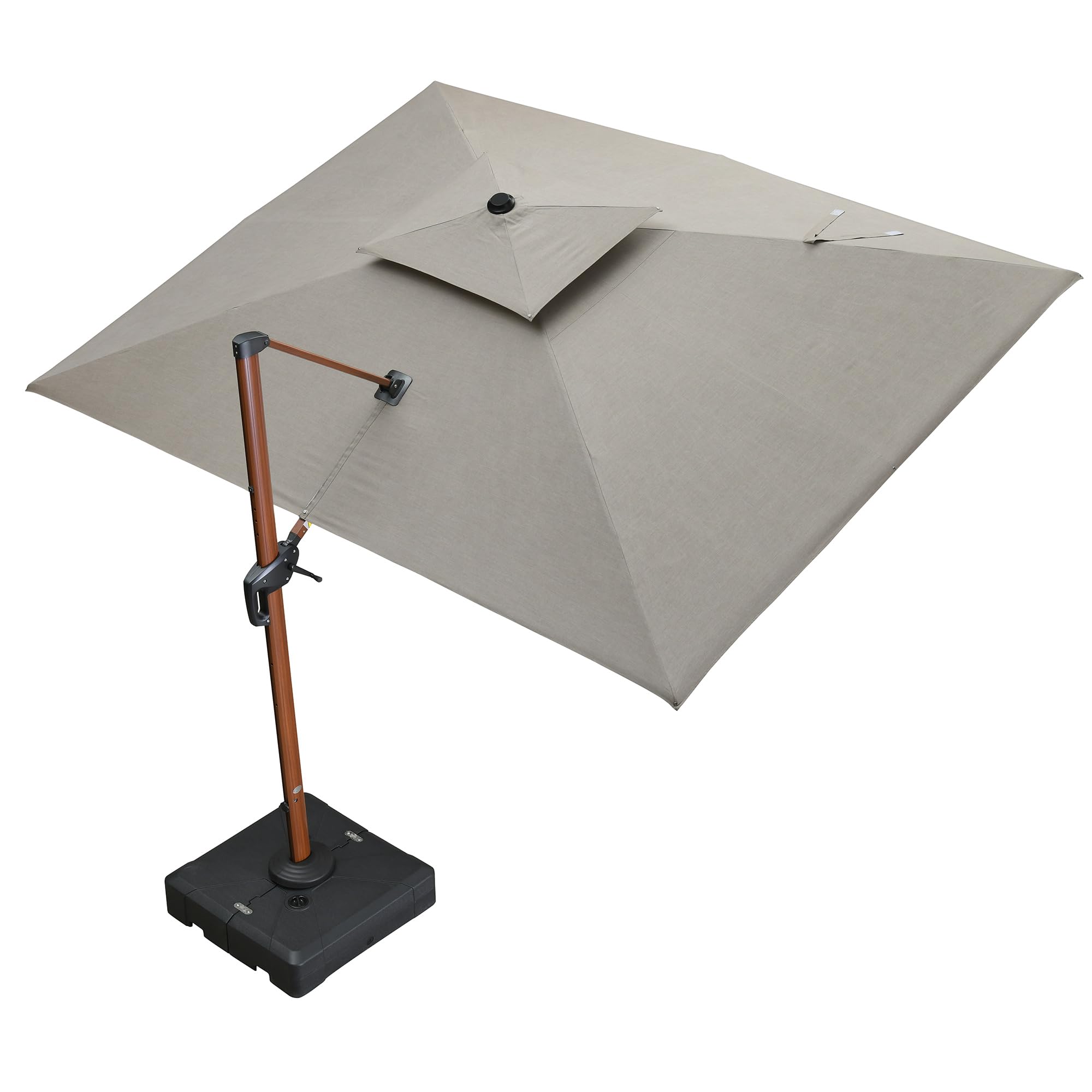 9' X 12' Patio Large Cantilever Umbrella Outdoor Square Wood Umbrellas Offset Umbrella Heavy Duty Sun Umbrellas for Garden Deck Pool, Heather Taupe