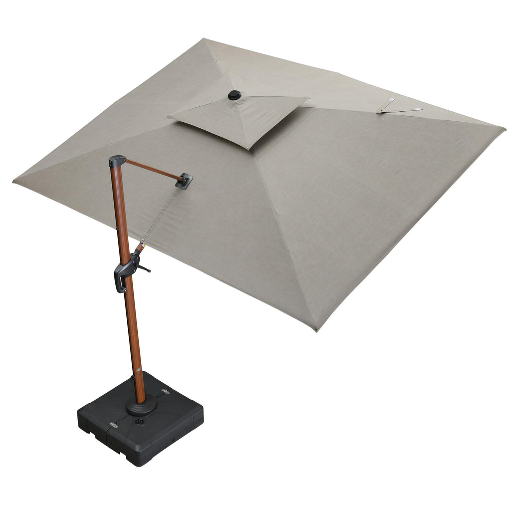 9' X 12' Patio Large Cantilever Umbrella Outdoor Square Wood Umbrellas Offset Umbrella Heavy Duty Sun Umbrellas for Garden Deck Pool, Heather Taupe