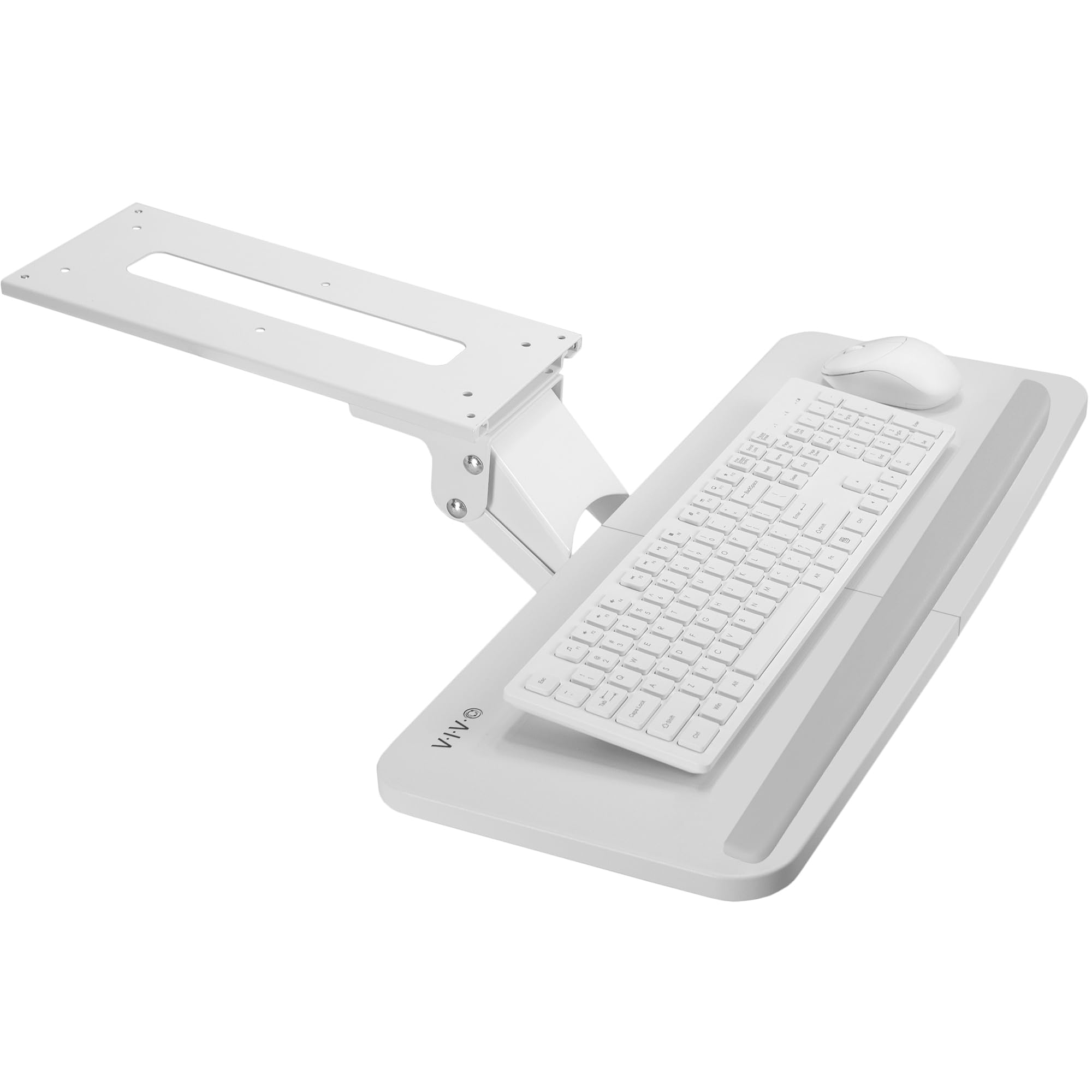 Adjustable 25 x 10 inch Computer Keyboard and Mouse Platform Tray Ergonomic Under Table Desk Mount Drawer Underdesk Shelf, White, MOUNT-KB03W