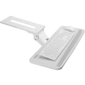 Adjustable 25 x 10 inch Computer Keyboard and Mouse Platform Tray Ergonomic Under Table Desk Mount Drawer Underdesk Shelf, White, MOUNT-KB03W