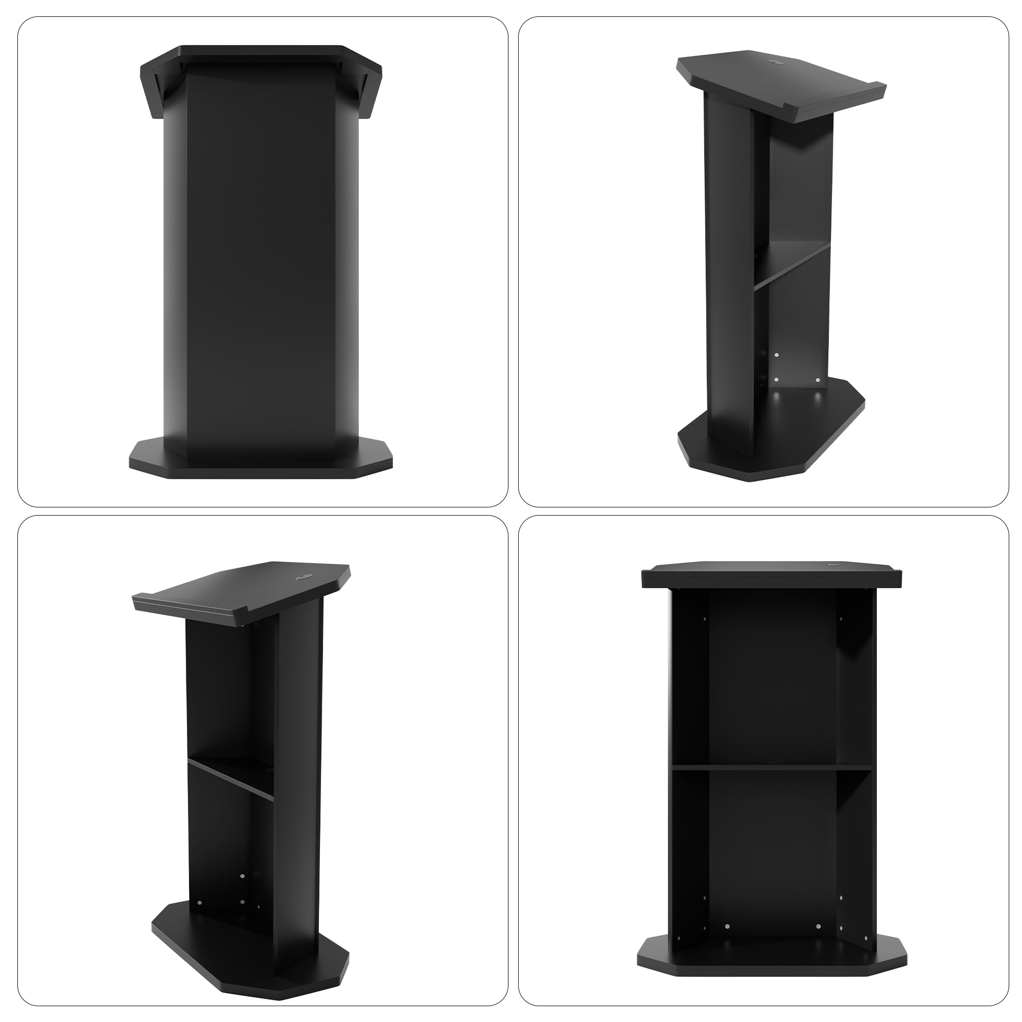 Wood Podium,Compact Podium Stand,15MM Particle Board,Pulpit with Storage,Mic Stand Space,Easy Installation Wooden Lectern for Restaurants,Churches,Seminars and Schools
