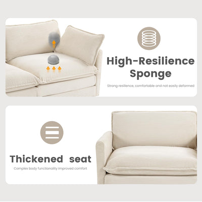 Oversized Modular Sectional Sofa with Movable Ottoman, 112 Inch 4 Seat Modern Corduroy Sofa Set, Convertible L Shaped Couch for Living Room and Office, Beige